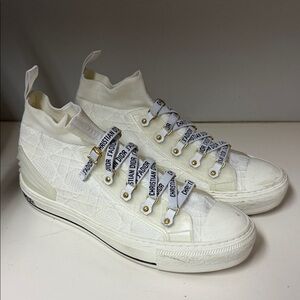 Dior White High-Top Sneakers with Branded Laces
